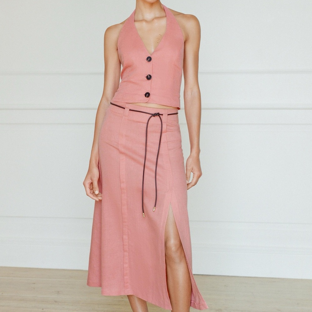Zara Linen Skirt Only Marsala Medium | NWT | Summer Coastal Chic euro summer